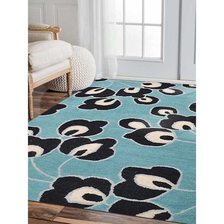 GLITZY RUGS 5 x 8 ft. Hand Tufted Wool Floral Rectangle Area RugBlue UBSK00718T0003A9